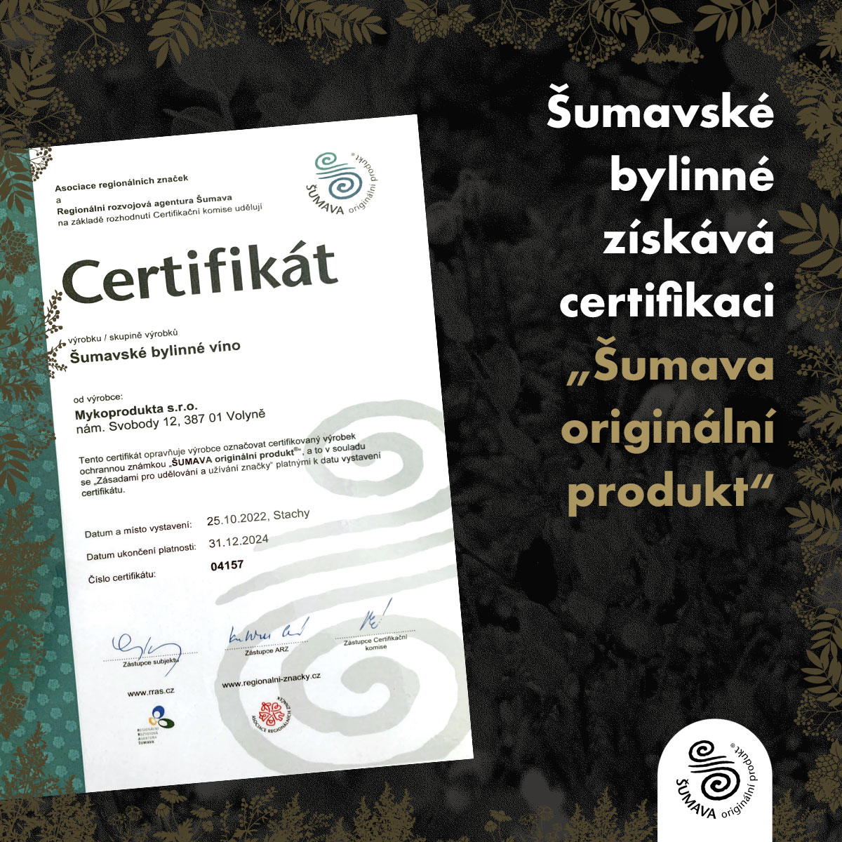 Certifikace Šumava originální produkt